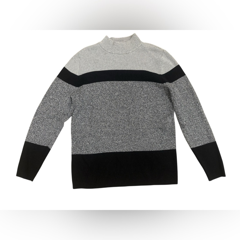Karen Scott Black and Gray Turtleneck Sweater Sz L